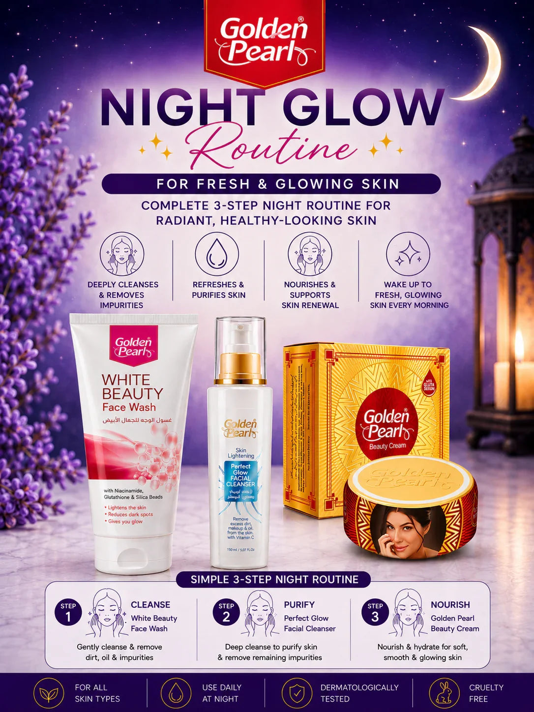 Golden Pearl Night Glow Routine kit