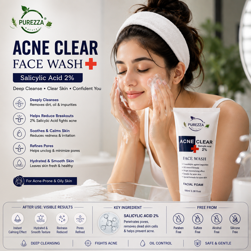 PUREZZA Acne Clear Face Wash – Deep Cleanse & Clear Skin