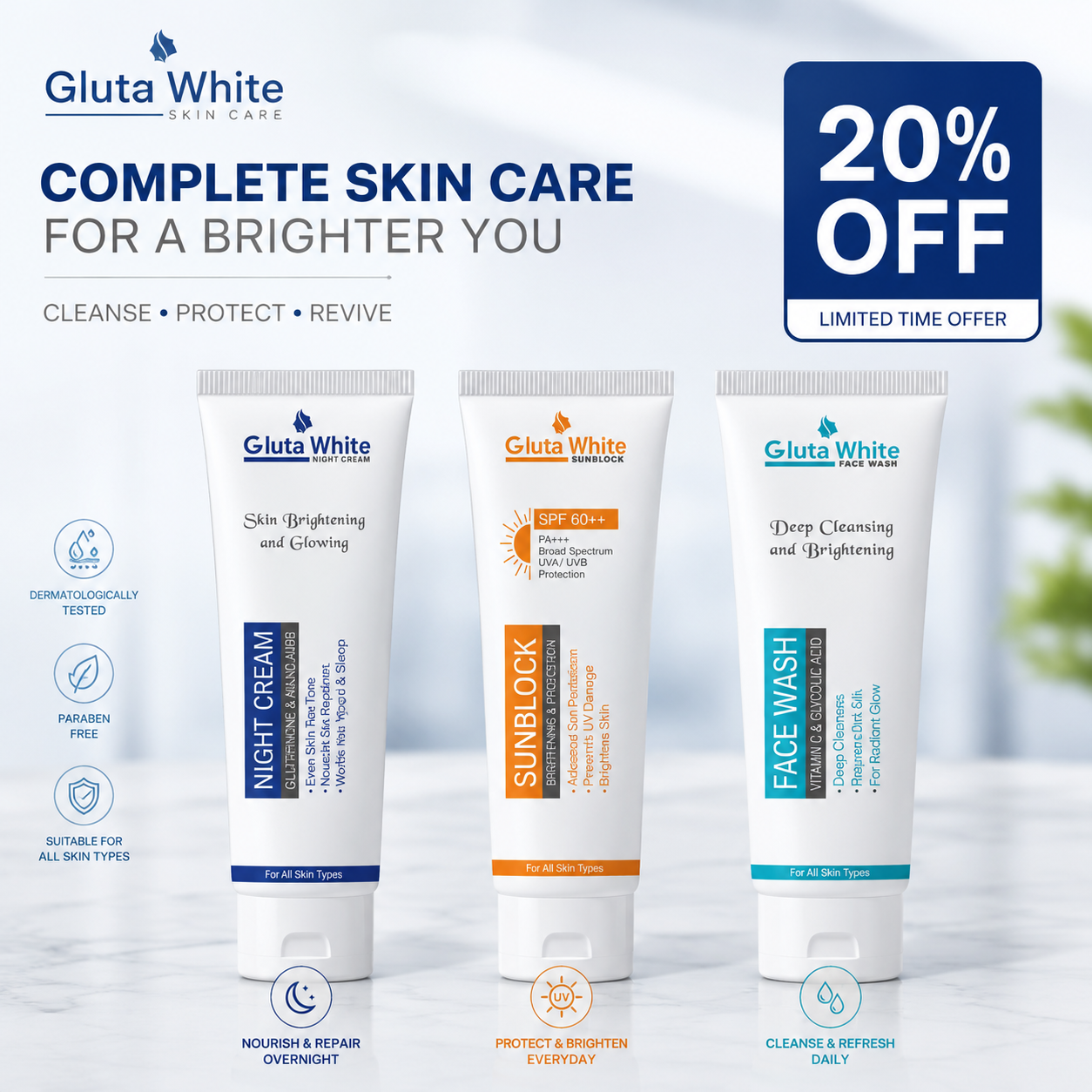 GlutaWhite Premium Skin Brightening & Care Kit ✨